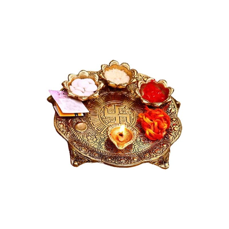 Decorated Aarti Plate With